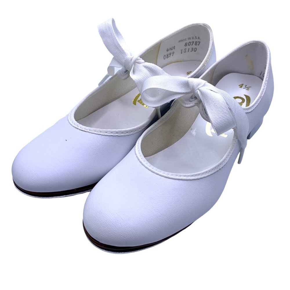 Award Tyette Mary Jane Tap Dance Shoes White Girls Teens 4.5 New Recital - Picture 1 of 9